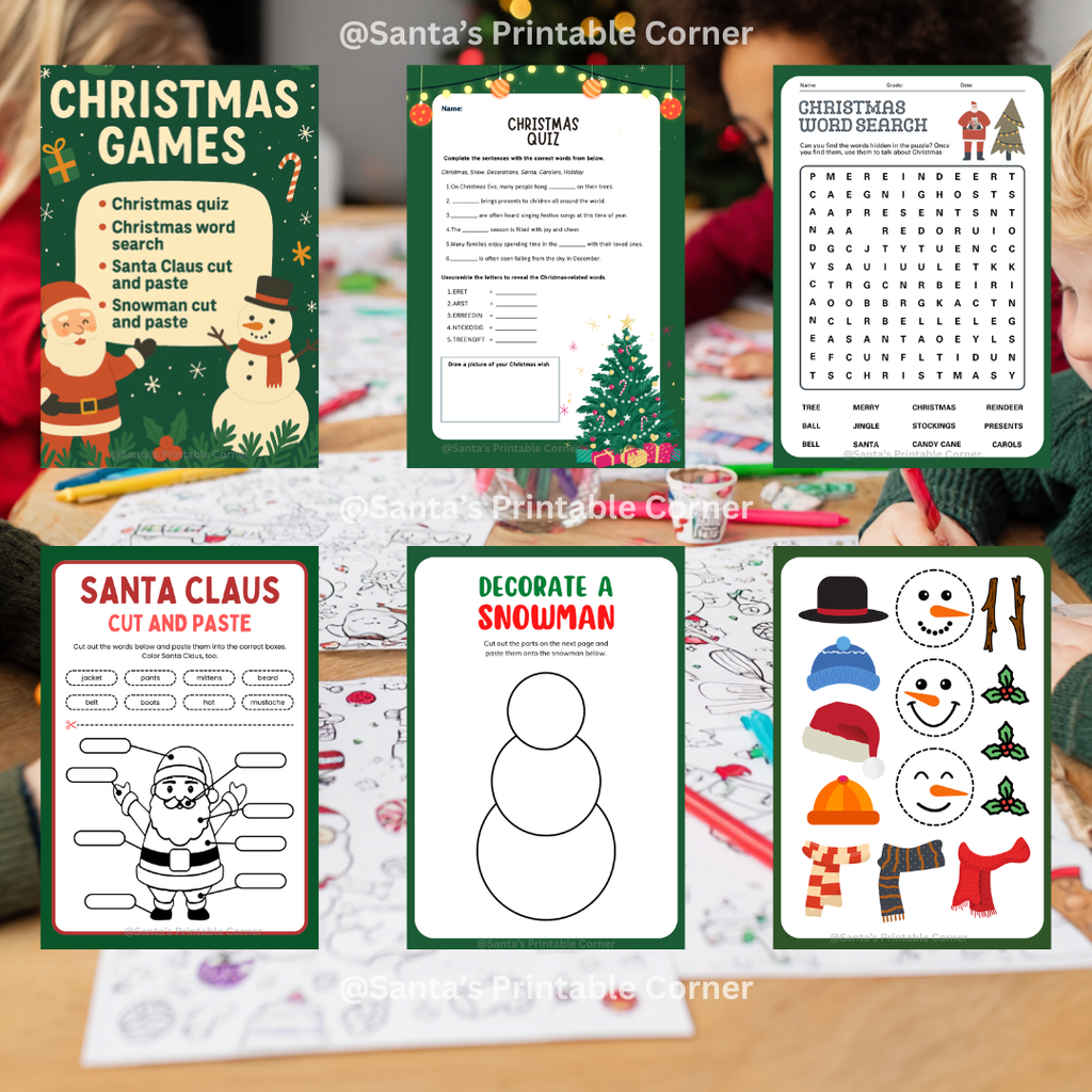 BEST VALUE! 25 Pages - Christmas Activity Pack for Kids 🎁 INCLUDES BONUS 11-Page Coloring Book (worth almost as much as the pack itself!)) 🎨 ✍️
