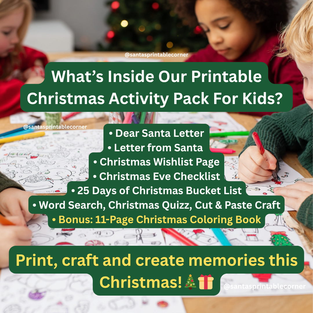 BEST VALUE! 25 Pages - Christmas Activity Pack for Kids 🎁 INCLUDES BONUS 11-Page Coloring Book (worth almost as much as the pack itself!)) 🎨 ✍️